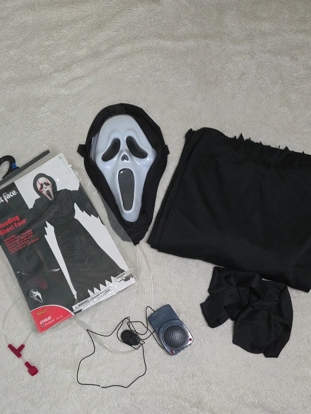 Spirit Halloween Ghost Face Costume & Voice Changer Sz XL 14/16